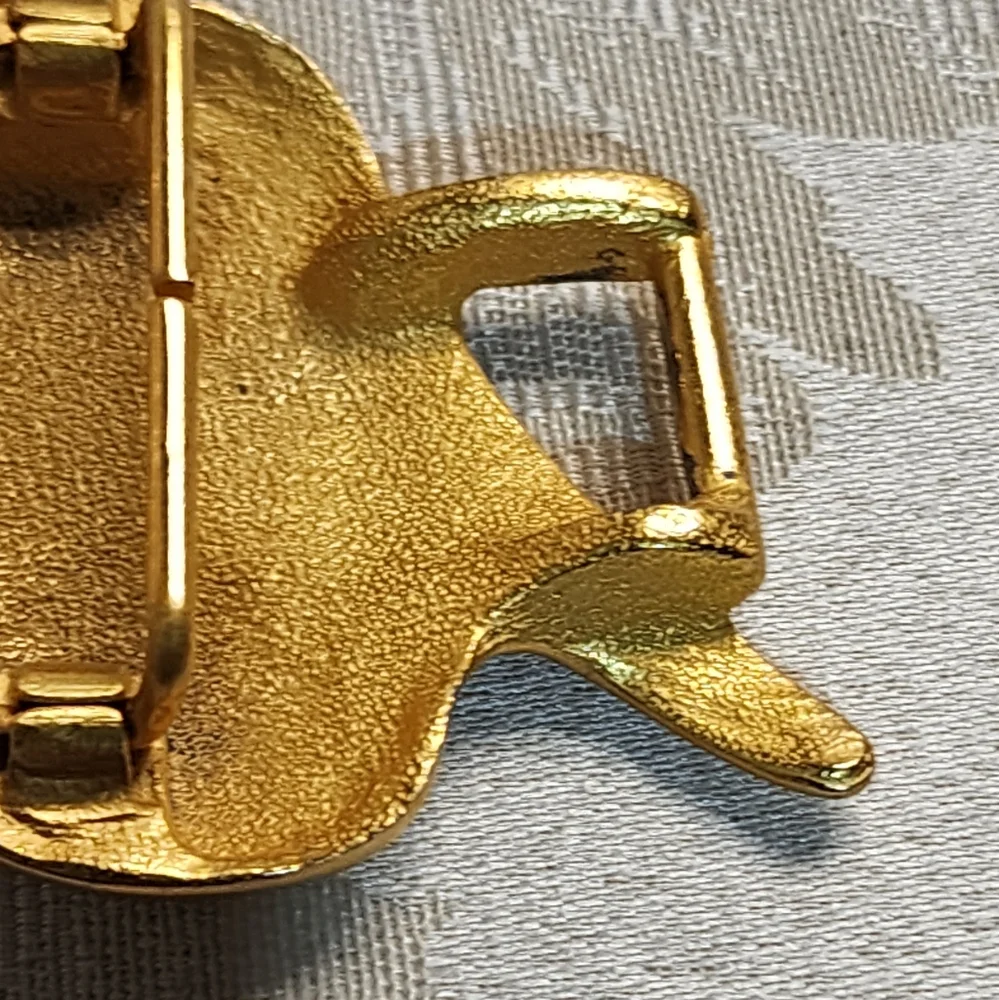 VINTAGE 1980s Sculptural GOLD PLATED Belt BUCKLE Bold Abstract Statement Piece
